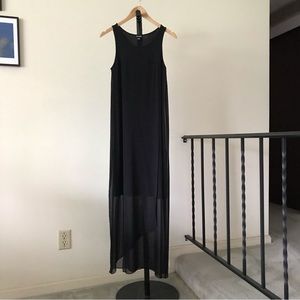 DKNY Donna Karen Black Sheer Dress Size 2P - Sleeveless, Polyester Silk Blend
